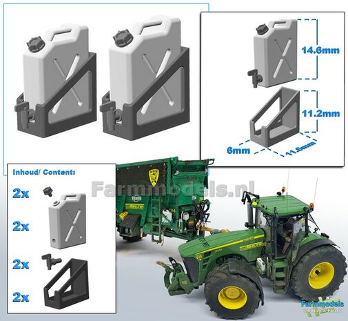 2x WATER JERRYCAN + 2x MONTAGE FRAME inclusief losse dopen + losse watertap kraantjes RESIN BLANK geleverd 1:32