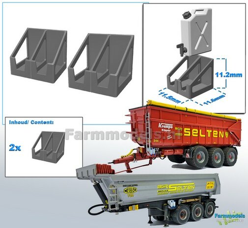 2x DUO OPHANG FRAME t.b.v. Water jerrycans   RESIN, zelf in de gewenste kleur te zetten 1:32