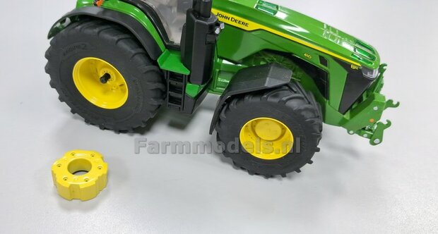 2x JOHN DEERE (8R) WIELGEWICHTEN   &Oslash;28.1mm x 11.5mm hoog  RESIN  BLANK Geleverd  1:32  Farmmodels 