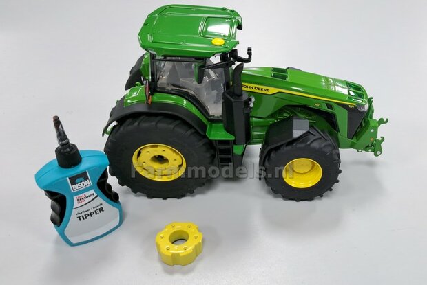 2x JOHN DEERE (8R) WIELGEWICHTEN   &Oslash;28.1mm x 11.5mm hoog  RESIN  BLANK Geleverd  1:32  Farmmodels 