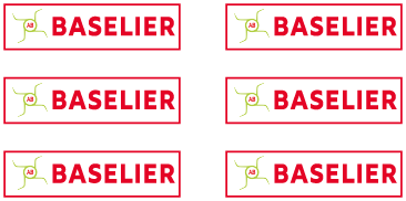 6x Baselier OUDE logo op witte folie 2.5 mm hoog Pr&eacute;-Cut Decals 1:32 Farmmodels.nl 