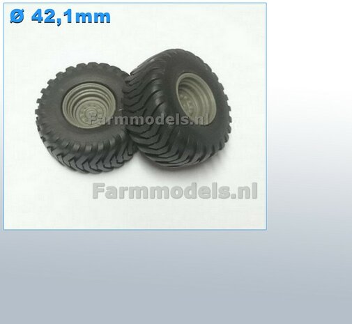 2x Trelleborg banden &quot;NORMAL&quot;  &Oslash; 42.1 x 20.2 mm inclusief velgen RESIN, BLANK Geleverd  1:32    04202-2                          