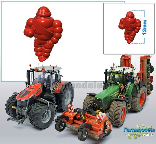 1x Michelin pop/ Bibendum 12 mm  Resin (FENDT) ROOD Gespoten geleverd 1:32