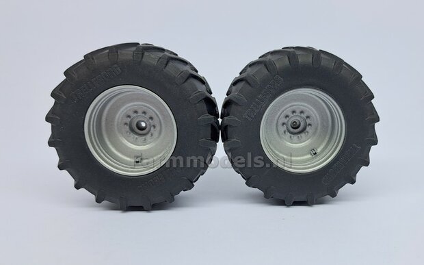 Tebbe MS 140: 2x Trelleborg Brede Banden &Oslash; 66.3 x 28.5 mm + Resin velgen ALUMINIUM METALIC Gespoten geleverd 1:32    