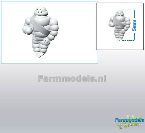 1x Michelin pop/ Bibendum 5 mm (ook geschikt voor schaal 1:87)   Resin WIT SEMI GLANS Gespoten geleverd 1:32