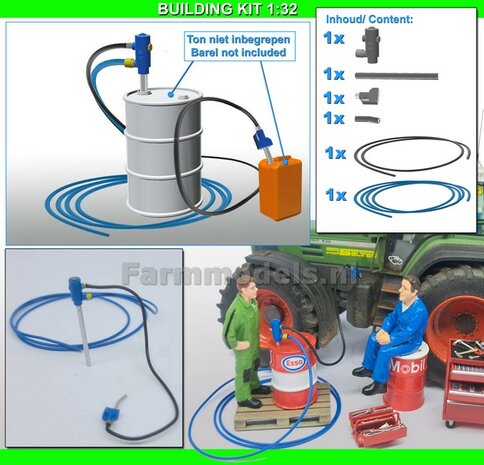 BOUWKIT: 1x OLIE/ BRANDSTOF PISTOOL 1x VLOEISTOF POMP + ZWARTE &amp; BLAUWE LEIDING &Oslash;1mm  RESIN, zelf in de gewenste kleur te zetten 1:32