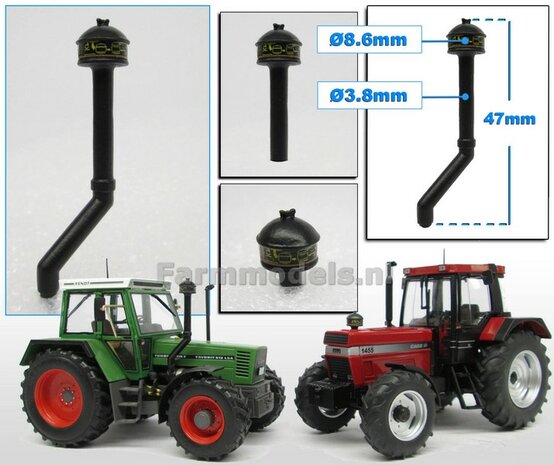 Cycloon filter/ Lucht (voor) filter, lange uitvoering, o.a. geschikt voor de FENDT 615 zwart kunststof met bedrukte kap 1:32                          