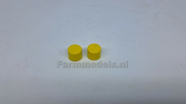 2x Planeetkappen &Oslash; 12.8 mm John Deere Geel, Geschikt voor o.a. John Deere VOORAS velgen 1:32