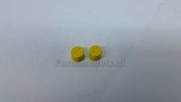 2x Planeetkappen &Oslash; 12.8 mm John Deere Geel, Geschikt voor o.a. John Deere VOORAS velgen 1:32