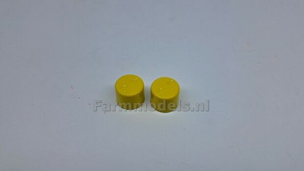 2x Planeetkappen &Oslash; 12.8 mm John Deere Geel, Geschikt voor o.a. John Deere VOORAS velgen 1:32