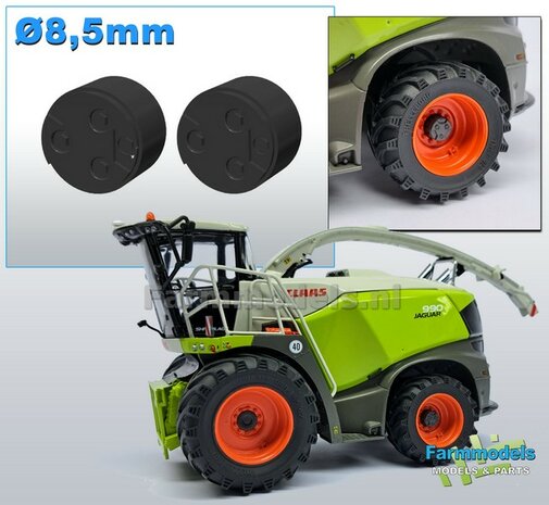 2x Eindvertragingen/ Planeetkappen &Oslash; 8.5mm Resin CLAAS DONKER GRIJS Gespoten geleverd 1:32 Farmmodels Premium Line