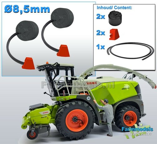 2x Eindvertragingen/ Planeetkappen &Oslash; 8.5mm incl. LUCHTDRUKWISSELSYSTEEM Resin in CLAAS KLEUREN Geleverd 1:32 Farmmodels Premium Line