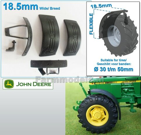 2x JOHN DEERE logo Spatborden MET STEUN ong. 18,5 mm  breed  1:32    01307