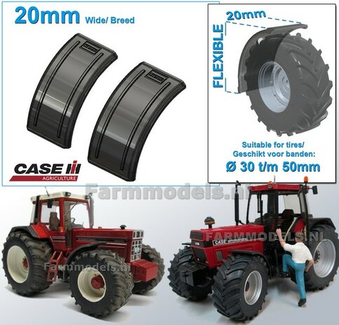 2x CASE IH logo Spatborden ZONDER STEUN ong. 20 mm breed  1:32   