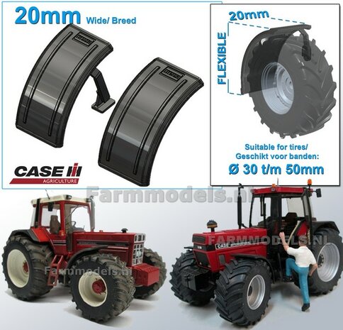 2x CASE IH logo Spatborden MET STEUN ong. 20 mm breed  1:32 