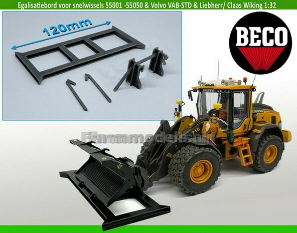 BOUWKIT: Egalisatie Frame geschikt voor o.a. snelwissel koppeling 510005 t/m 510095 &amp; Volvo VAB-STD van AT &amp; Claas Torion/ Liebherr L 556 van Wiking modellen 1:32 