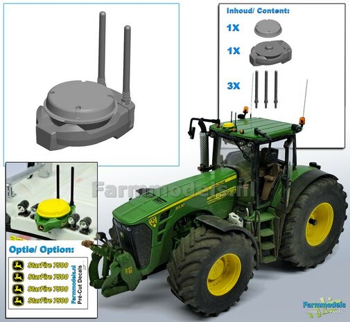 John Deere STARFIRE 7000/ 7500 GPS ontvanger, RESIN, BLANK geleverd, incl. 2 antennes (+1reserve) 1:32 