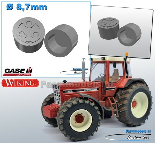 2x CASE IH Eindvertragingen/ Planeetkappen &Oslash; 8.7 mm  RESIN BLANK Geleverd 1:32 Farmmodels Custom Line