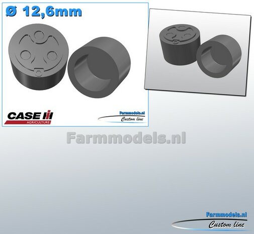 2x CASE IH Eindvertragingen/ Planeetkappen &Oslash; 12.6 mm  RESIN BLANK Geleverd 1:32 Farmmodels Custom Line