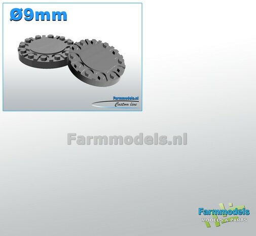 2x Afdekplaat t.b.v. (Achteras-) Velg &Oslash; 9 mm  Materiaal RESIN BLANK geleverd 1:32