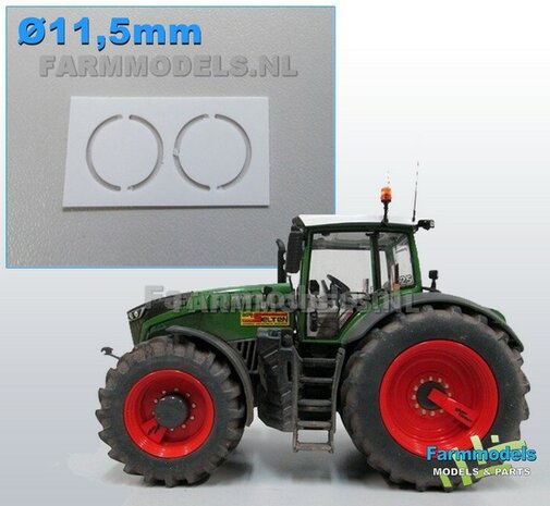 2x Afdekplaat &Oslash; 11.5 mm Wit Polystyreen CNC gefreest 1:32   