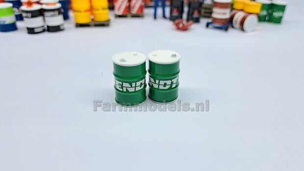 2x FENDT OLIEDRUMS + 3x losse doppen OLIEDRUMS Resin WIT GLANS gespoten geleverd + FENDT Pr&eacute;-Cut Decal stickersets 1:32