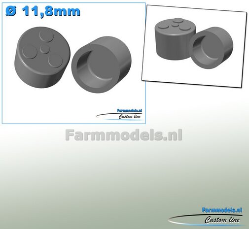 2x Eindvertragingen/ Planeetkappen &Oslash; 11.8 mm RESIN BLANK Geleverd 1:32 Farmmodels Premium Line