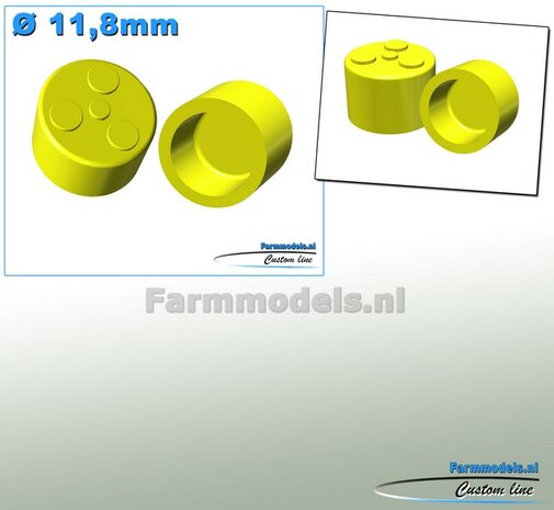 2x Eindvertragingen/ Planeetkappen &Oslash; 11.8 mm JOHN DEERE GEEL Gespoten geleverd 1:32