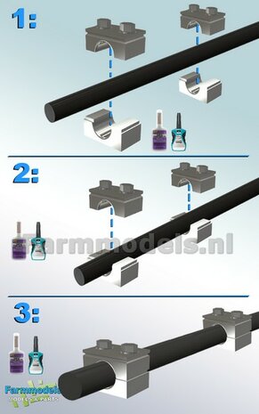 10x MONO BUISKLEM voor leidingen t/m &Oslash; 0.5 mm GEDEELD BLOK uitvoering Resin, ALUMINIUM Gespoten geleverd 1:32                       