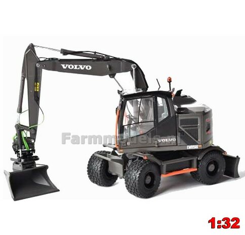 BLACK Ed. Volvo EWR150E kraan NOKIAN banden + Tiltrotator S6/S60 snelwissel + bak + FREE GIFT STICKERSET (verboden) 1:32 AT3200116