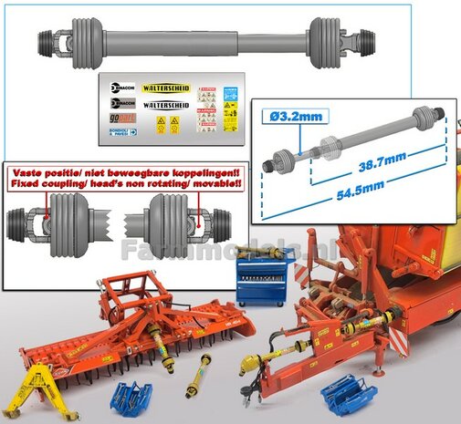 UITSCHUIFBARE Aftakas KOPPEN RECHT Lengte in: 38.7mm L. uit: 54.5mm Buis &Oslash;3.2mm RESIN BLANK geleverd incl. Pr&eacute;-Cut Stickerset  1:32