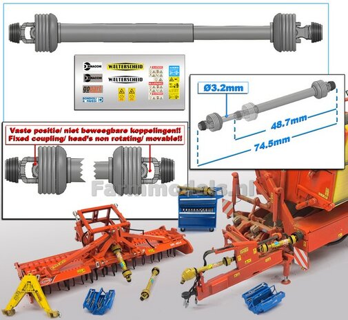 UITSCHUIFBARE Aftakas KOPPEN RECHT Lengte in: 48.7mm L. uit: 74.5mm Buis &Oslash;3.2mm RESIN BLANK geleverd incl. Pr&eacute;-Cut Stickerset  1:32