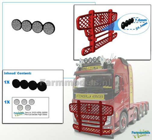 4x VERSTRALERS incl. 5x Verstraler Pr&eacute;-Cut-Decals met HIGH-GLOSS effect, Materiaal Resin, ZWART MATT Gespoten geleverd 1:32