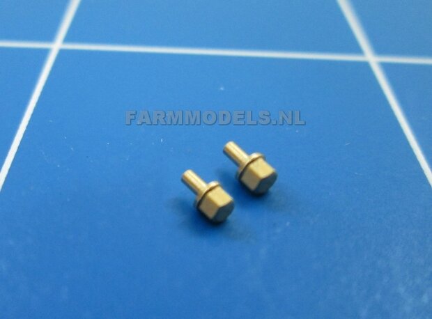 100x Messing Center ringen + 100x 6-Kant Messing Wiel Bouten Afm. ong. &Oslash; 1.95 x 3mm 1:32  