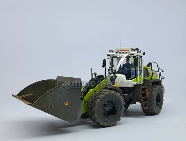 CLAAS TORION/ LIEBHERR: 2x Michelin Axiobib2  &Oslash;  54.8 x 25.8 mm Banden + Resin Velgen ZWART GLANS Gespoten 1:32 Farmmodels Premium Line Series 