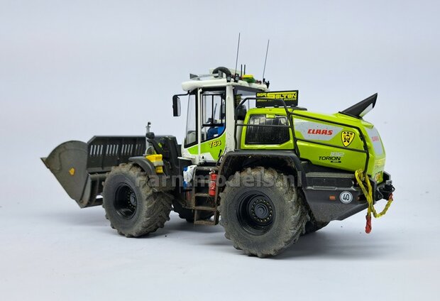 CLAAS TORION/ LIEBHERR: 2x Michelin Axiobib2  &Oslash;  54.8 x 25.8 mm Banden + Resin Velgen ZWART GLANS Gespoten 1:32 Farmmodels Premium Line Series 