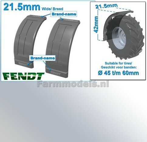 2x FENDT spatborden 21.5 mm breed &quot;BIG &Oslash;&quot; Version ZONDER STEUNEN RESIN, Blank geleverd 1:32