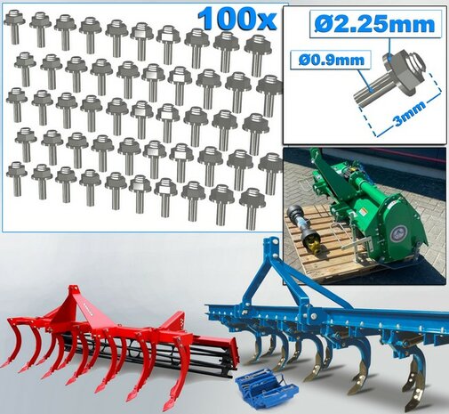 100 Stuks ALUMINIUM kleur  MOEREN op DRAAD-EIND  Afm. &Oslash; 2.25 x 3mm    6-Kant Moer + O-Ring     Materiaal: RESIN op kleur geleverd  1:32  