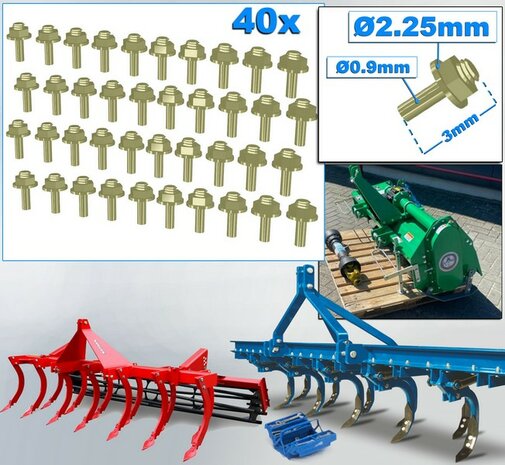 40 Stuks MESSING kleur  MOEREN op DRAAD-EIND  Afm. &Oslash; 2.25 x 3mm    6-Kant Moer + O-Ring     Materiaal: RESIN op kleur geleverd  1:32  