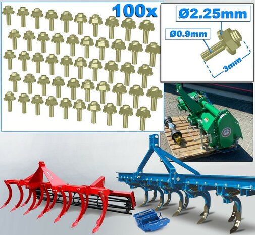 100 Stuks MESSING kleur  MOEREN op DRAAD-EIND  Afm. &Oslash; 2.25 x 3mm    6-Kant Moer + O-Ring     Materiaal: RESIN op kleur geleverd  1:32  