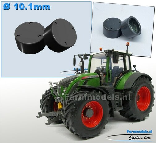 2x Eindvertragingen/ Planeetkappen &Oslash; 10.1 mm Die Cast FENDT/ CLAAS DONKER GRIJS  Gespoten 1:32 