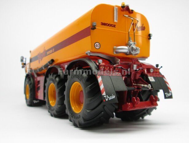 VREDO VT 7028: 2x Michelin 1050 lagedruk Banden &Oslash; 61.5 x 33.3 mm + ALU. velgen VREDO GEEL gespoten 1:32 Farmmodels Custom Line Series    