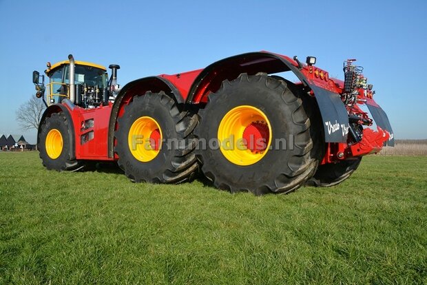 VREDO VT 7028: 2x Michelin 1050 lagedruk Banden &Oslash; 61.5 x 33.3 mm + ALU. velgen VREDO GEEL gespoten 1:32 Farmmodels Custom Line Series    