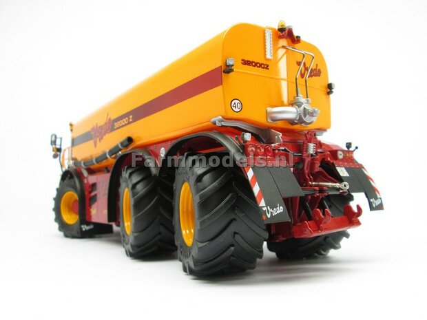 VREDO VT 7028: 2x Michelin 1050 lagedruk Banden &Oslash; 61.5 x 33.3 mm + ALU. velgen VREDO GEEL gespoten 1:32 Farmmodels Custom Line Series    