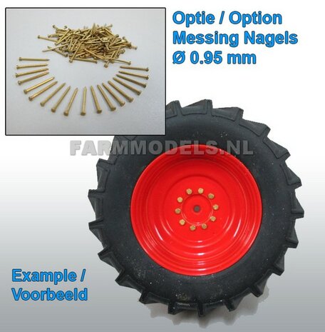 VREDO VT 7028: 2x Michelin 1050 lagedruk Banden &Oslash; 61.5 x 33.3 mm + ALU. velgen VREDO GEEL gespoten 1:32 Farmmodels Custom Line Series    