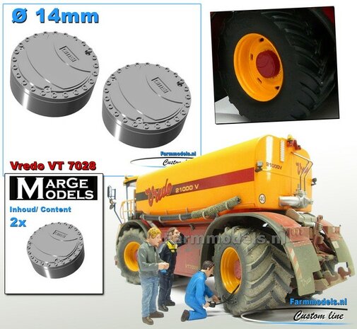 2x Eindvertragingen/ Planeetkappen &Oslash; 14mm Materiaal RESIN BLANK Geleverd 1:32 Farmmodels Premium Line