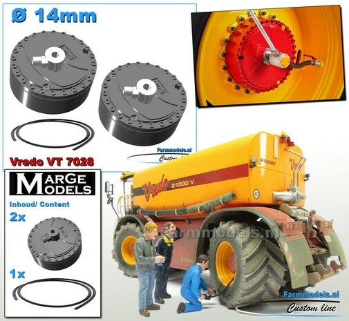 2x Eindvertragingen/ Planeetkappen &Oslash; 14mm incl. LUCHTDRUKWISSELSYSTEEM RESIN BLANK Geleverd 1:32 Farmmodels Premium Line