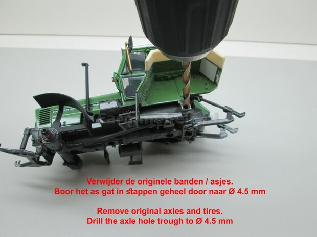 FENDT 612- 615 WeiseToys: Brede banden &Oslash; 58 x 28 m + ALU. velgen FENDT ROOD Gespoten+  &Oslash;3 mm as + U-profiel 1:32 Farmmodels Custom Line Series   