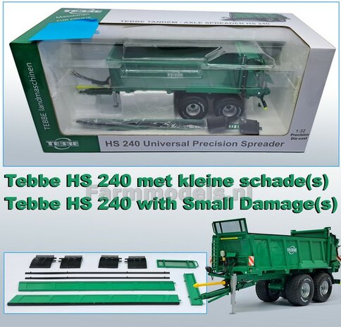 SMALL DAMAGE: TEBBE HS 240 tandem asser mestverspreider met KLEINE SCHADE(S), geleverd incl. div. losse assecoires 1:32  (geen retour mogelijk)  NB2B  