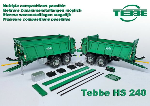 BOX DAMAGE: TEBBE HS 240 tandem asser mestverspreider met DOOS SCHADE(S), geleverd incl. div. losse assecoires 1:32  (geen retour mogelijk)  NB2B  